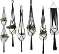 Feedee Macrame Plant Hangers - 6 Pack, Black, Indoor/Outdoor, Cotton