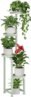 Bamworld Corner Plant Stand Indoor Outdoor, Tall Metal Flower Pot Stands for Multiple Plants, 4 Tier Mint Green Heavy Duty Plant Shelf for Patio Garden Balcony Living Room Bedroom(Patent Design)