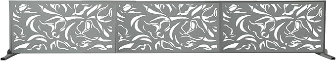 Oakland Living 6 ft. X 4 ft. Grey Freestanding Metal Privacy Screen Room Divider