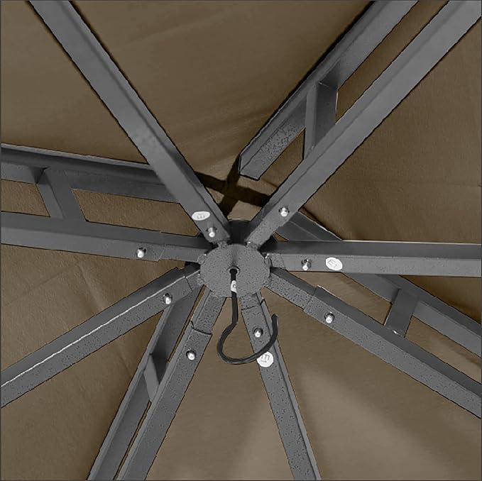 ABCCANOPY Gazebos for Patios 10x12 - Outdoor Steel Frame Gazebo for Lawn Backyard Garden Deck (Khaki)