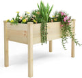 BIRASIL Outdoor Raised Garden Bed, Wood Planter Box for Vegetable Flower, Elevated Reinforced Large Garden Planters Boxes for Backyard Patio Gardening Balcony (48.5”L, Natural Wood)