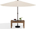 SERWALL Outdoor Coffee Table with 9FT Umbrella, HDPE Patio Coffee Table for Outside, Rectangle, Brown(Not Include Umbrella Base)