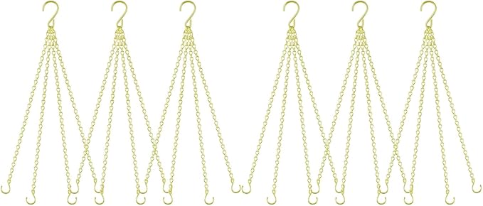 garini 6 Pack, 23 Inch Hanging Baskets Chain, Gold Hanging Chains with Hooks, Replacement Plant Hangers for Planters, Bird Feeders and Lanterns