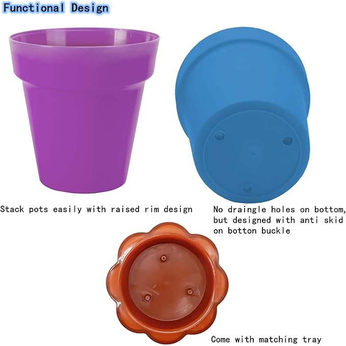 PURPLE STAR 1N 25 Packs Cupcake Plant Nursery Pots with Humidity Dome-Small Flower Pots for Kids-Planting Containers Cups for Indoor Outdoor Plant Succulent Display (Mixed Color)