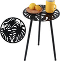 1 Pack Metal Outdoor Side Tables Small Outside Round End Table for Patio Modern Accent Garden Corner Table for Small Spaces, Balcony, Porch, Weather-Resistant, Plant Stand Indoor, Black
