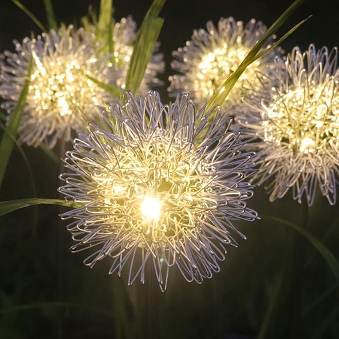 GUOCHENG Dandelion Solar Garden Lights, 4 Pack Solar Metal Dandelion Light, Waterproof Firefly Lights Outdoor for Garden Patio Yard Pathway, Gifts for Women Mother's Day(4pack)