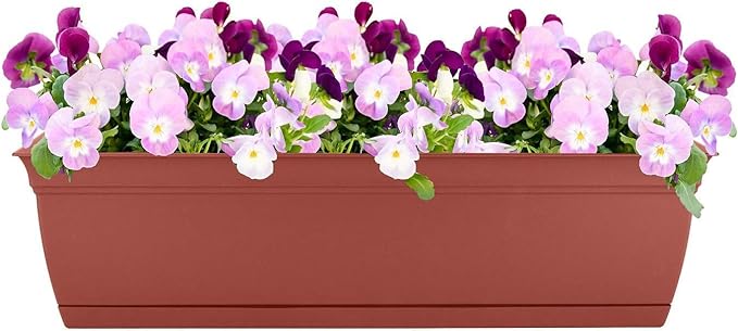 The HC Companies 30" Eclipse Plastic Window Box 7.76"x29.98"x6.57" in Clay Color