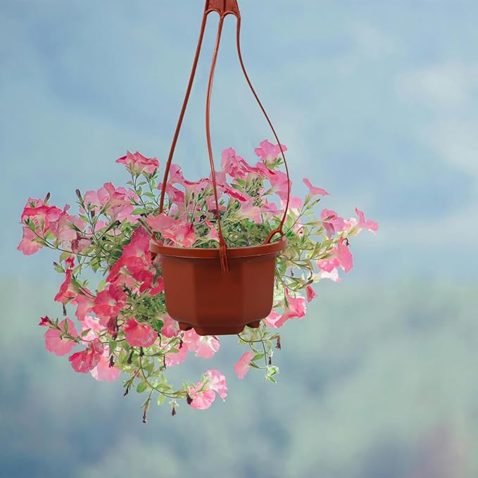 YARNOW 10 Pack Plastic Hanging Planters with Drainage Holes & Chains, 3.5 Inch Hanging Pots for Plants Indoor Balcony Garden Patio