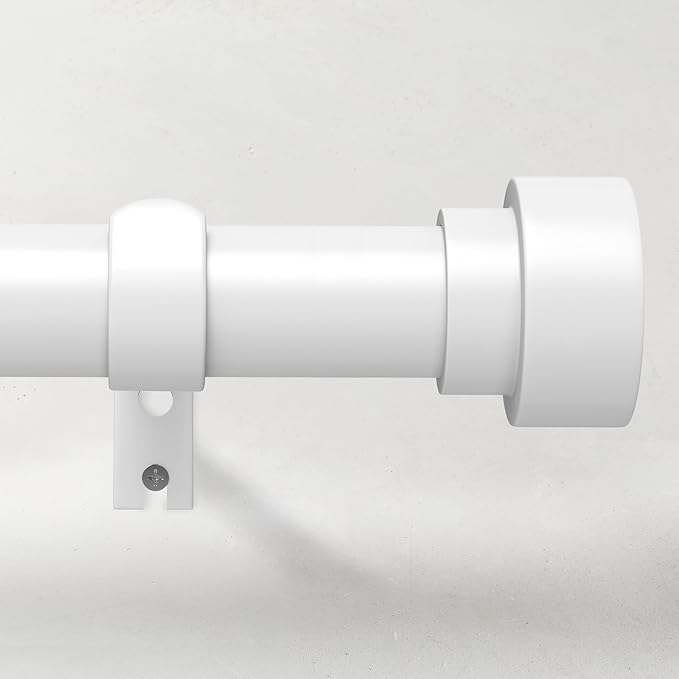 Curtain Rods for Windows 48 to 84, 1 Inch Adjustable White Heavy Duty Long Curtain Rod, Modern Style Indoor Outdoor Window Drapery Rods with End Caps, Size 32" - 90"