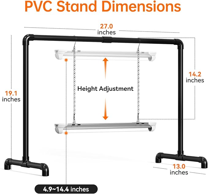 Bstrip Grow Light Stand, 1.3ft 18W Grow Light for Indoor Growing, Full Spectrum LED Plant Light for Seed Starting, Height Adjustable, 27.0" L x 13.0" W x 19.1" H