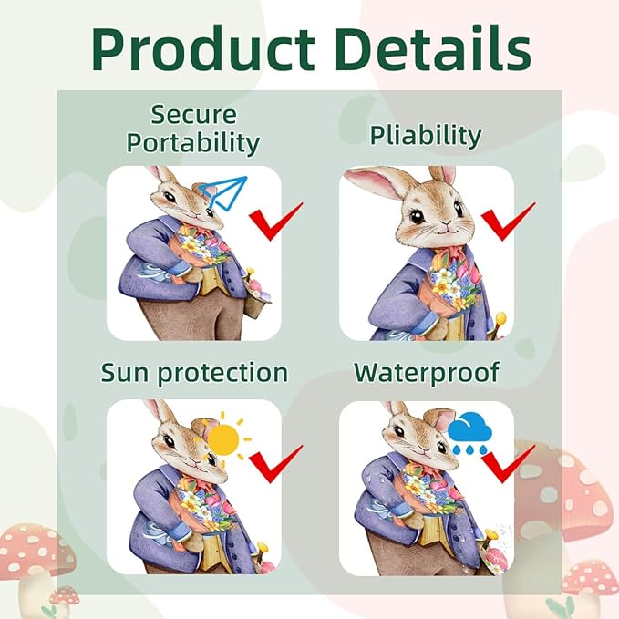 Fairy Garden Stake Decor, Acrylic 2D Garden Fairy Decoration, Fairy Garden Accessories for Outdoor Indoor Yard Lawn Pot Plants (Flower Picking Rabbit)