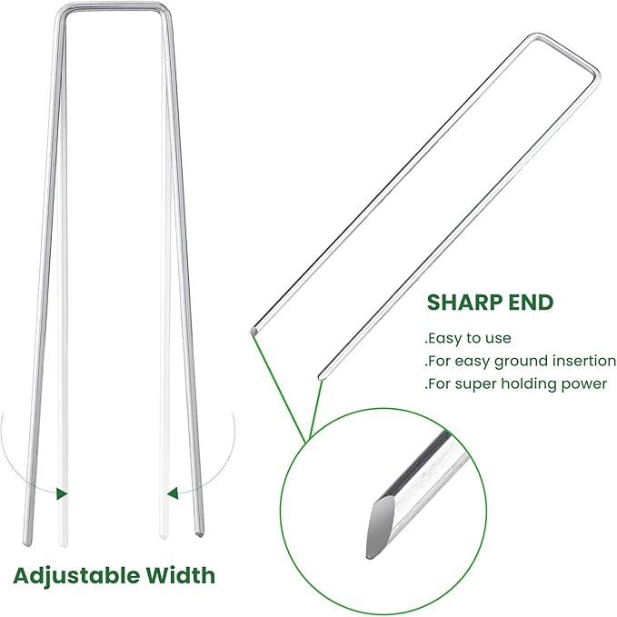 6 Inches Galvanized Garden Staples, Metal Tent StakeHeavy Duty U-Shaped Pins and Landscaping Staples for Sod Anchoring Landscape Fabric Irrigation Tubing (100, Silver)