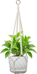 Macrame Plant Hanger, Fits 4-13 Inch Pots, Boho Hanging Plant Holder for Indoor Outdoor, 35 Inch, White (No Flowerpot)