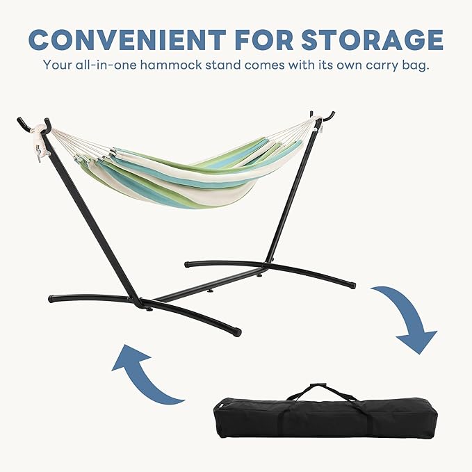 DUMOS Hammock Stand Only, Heavy Duty Hammock Stands for Double 2 Person, Portable Steel Stand for Outside Garden Backyard Patio Pool Beach with Carrying Case
