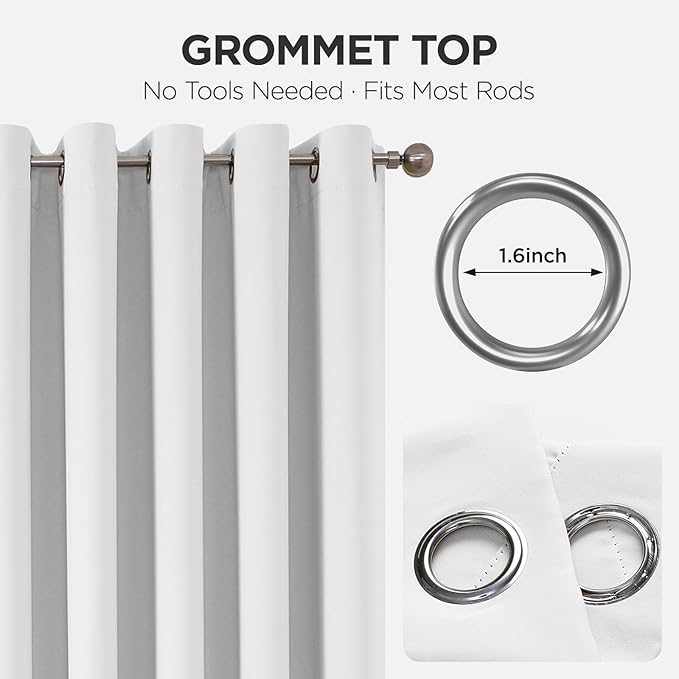 Joydeco Blackout Door Curtain for Doorway Privacy 108 Inches Long, Grommet Closet Curtain for Open Closet, Room Divider for Bedroom Living Room (Pure White 52Wx108L, 1 Panel)