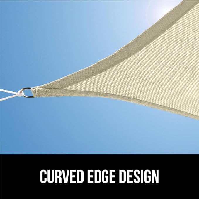 GORILLA GRIP Heavy Duty Sun Shade, UV Protection Fade Tear and Rust Resistant Rectangle Sunshade Canopy, Curved Edges Blocks Sunlight, Breathable Sail, Outdoor Patio, Lawn Garden, 6x10 FT Butter Cream
