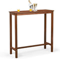 VINGLI Wooden Outdoor Bar Table, Wood Patio Counter Height Table, Weather-Resistant Patio Pub Table for Garden, Balcony, Poolside, Backyard, Indoor Use (Brown, 39")