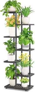 iDavosic.ly Plant Stand Indoor Outdoor, 6-Tier Tall Metal Flower Shelf for Heavy-Duty Large Planters, Corner Orchid Display Rack for Living Room Balcony Patio Porch, Space Saving, Modern Black