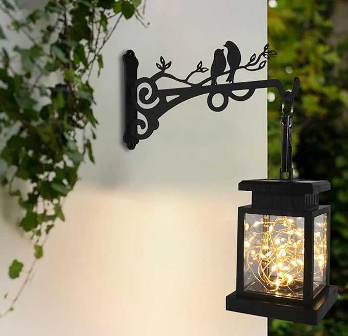 Multipurpose Hanging Basket Plant Brackets Outdoor Indoor, Heavy Duty Solid Steel Plant Hangers, Wall Mounted Lantern Hooks for Garden Plants Flower Light Bird Feeder Pack of 2
