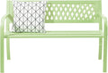 VINGLI 47'' Outdoor Bench, Weather Resistant Garden Patio Bench Powder Coated Iron Frame w/PVC Mesh Backrest Slatted Seat, 2-Person Outdoor Furniture for Front Porch Entryway Park (Green)
