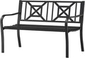 On Shine Patio Garden Bench,Outdoor Park Bench with Powder Coated Steel Frame, Elegant Loveseat with Square Pattern Backrest & Ergonomic Armrest for Outdoor Garden, Backyard, Lawn, Porch
