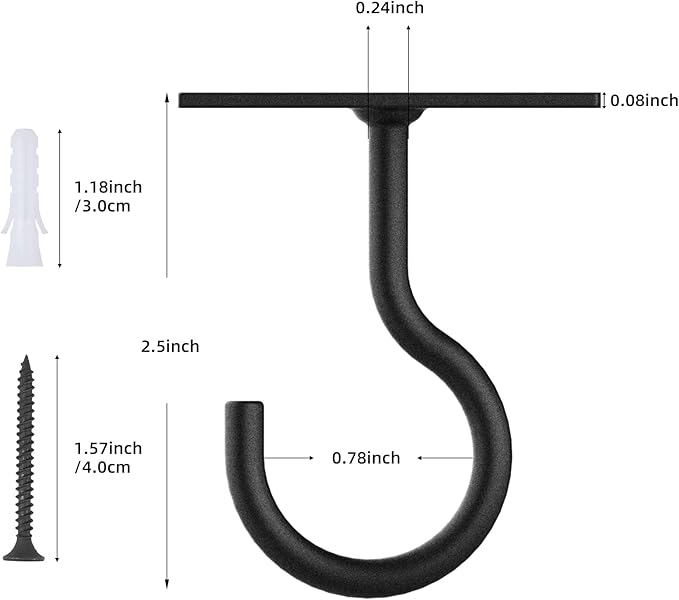 Ceiling Hooks for Hanging Plants 6pack 2.5inch Wall Mount Plant Hooks Meatl Plant Hanger Indoor for Hanging Lanterns, Bird Feeder, Flower Basket, Home Decor Indoor & Outdoor