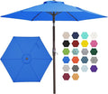 JEAREY 7.5FT Patio Umbrella Outdoor Market Umbrella with 6 Sturdy Ribs, Push Button Tilt/Crank Table Umbrella for Garden, Deck, Backyard and Pool, Royal Blue