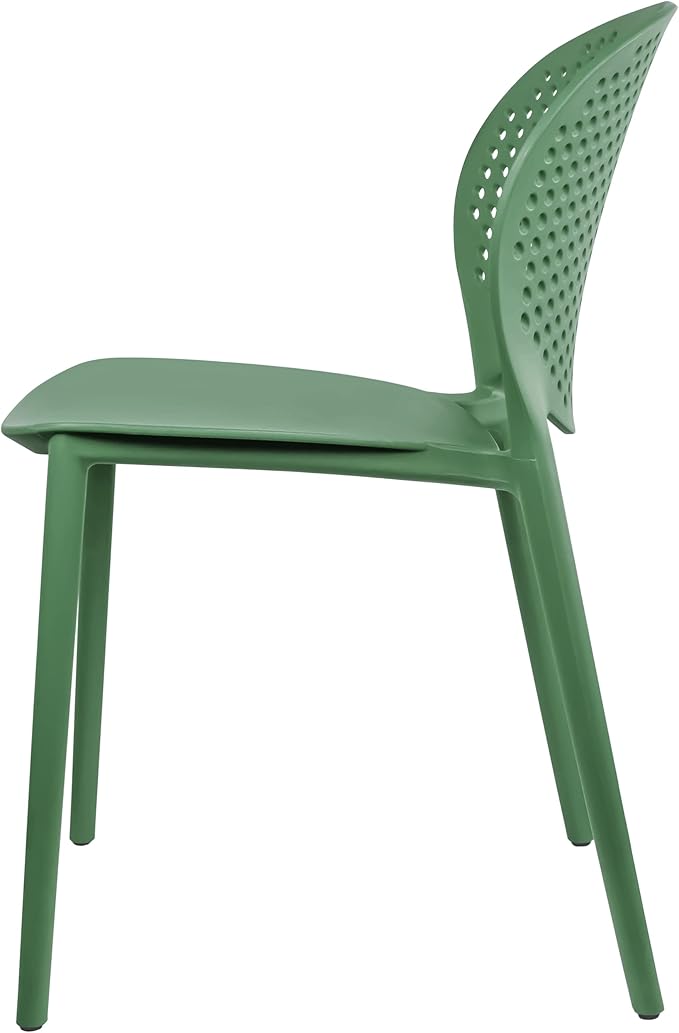 2xhome Set of 3 Patio Dining Chairs | Modern Stackable Outdoor Pool Side Chair | Weather Resistant Plastic for Yard, Porch, Balcony, Kitchen, Green