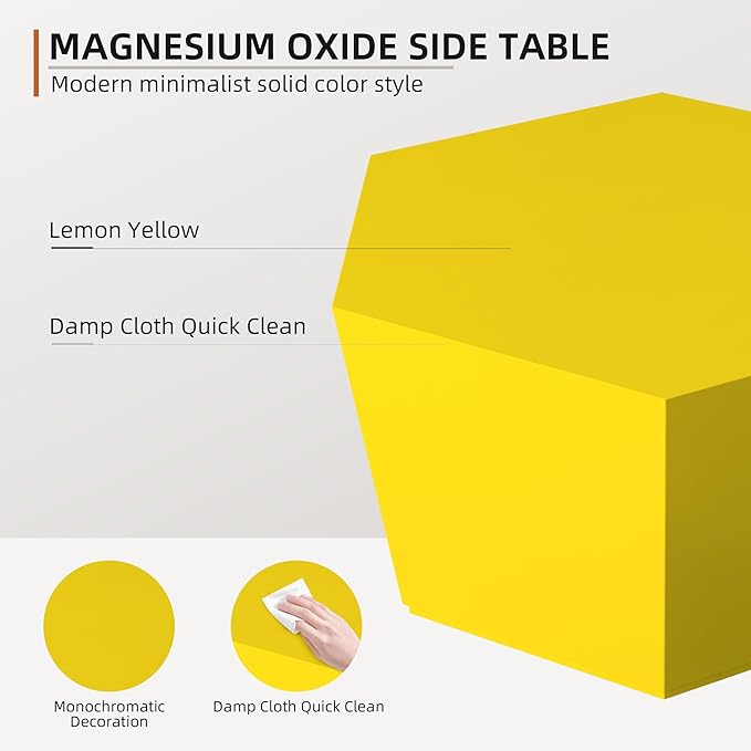 UPHA Outdoor Hexagon Coffee Table, Small Modern Minimalist Accent Tables, Low Light Concrete Center Table for Living Room, Outside Patio, Deck, 28×24.2×15.4, Lemon Yellow