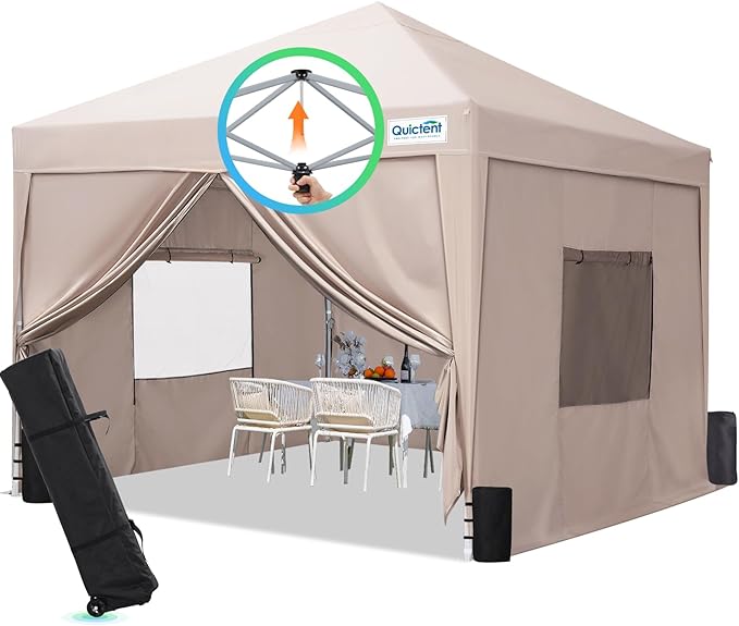 Quictent Privacy 8x8 Pop up Canopy Tent with Sidewalls and Roll-up Ventilated Windows, One Person Easy Setup, Outdoor Commercial Gazebo Shelter Enclosed Waterproof, Bonus 4 Sandbags