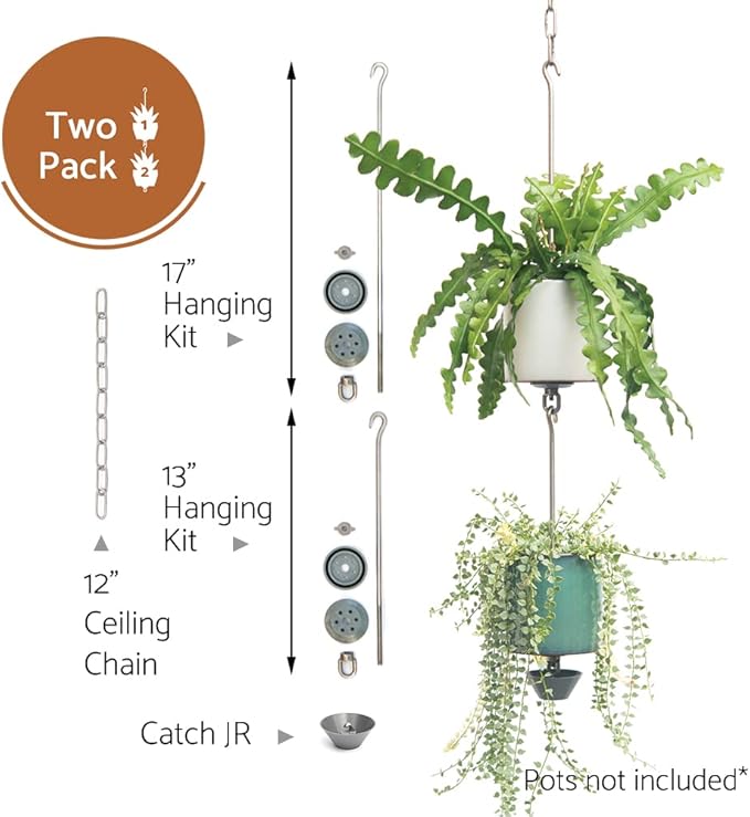Two Pack, All-New Pot Hanging Kits + Accessories, Indoor/Outdoor, Build Vertical Gardens, Hang Individual Planters