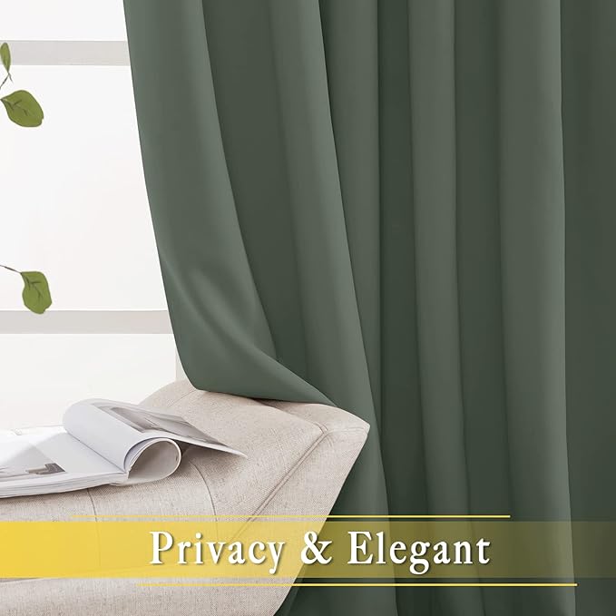 NICETOWN Blackout 90 inch Sliding Door Curtain for Living Room, Grommet Thermal Room Darkening Sound Reducing Window Treatment for Bedroom, 1 Panel, Dark Mallard, W80 x L90