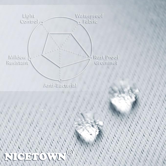 NICETOWN Outdoor Curtain Waterproof & Windproof, Energy Smart Thermal Insulated Grommets Room Darkening Deck Outdoor Curtain/Drape, Windproof for Winter Cold (1 Panel, W52 x L95, Greyish White)