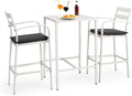 VINGLI 3-Piece Outdoor Bar Set, Aluminum Bar Height Table & 2 Chairs with Cushions, Counter Height Patio Furniture for Backyard, Poolside, Garden, Bistro, Indoor Outdoor Use (White)