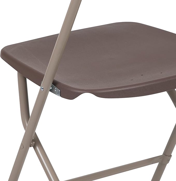 Flash Furniture Hercules Series Plastic Folding Chair - Brown - 4 Pack 650LB Weight Capacity Comfortable Event Chair-Lightweight Folding Chair
