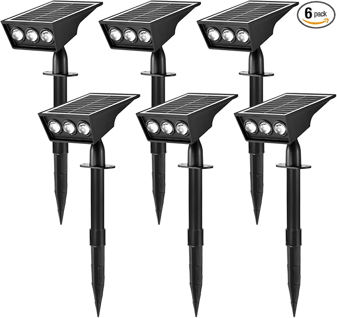 Solar Spot Lights Outdoor, RGB Solar Landscape Spotlights IP65 Waterproof Adjustable Light House Lights Colorful Spot Light for Yard Garden Pathway (6)