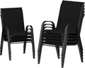 UDPATIO Patio Chairs Set of 8, Stackable Outdoor Dining Chairs with High Back, Breathable Textilene Fabric Outdoor Chair All Weather, 350LBS Capacity for Garden, Backyard (Black)