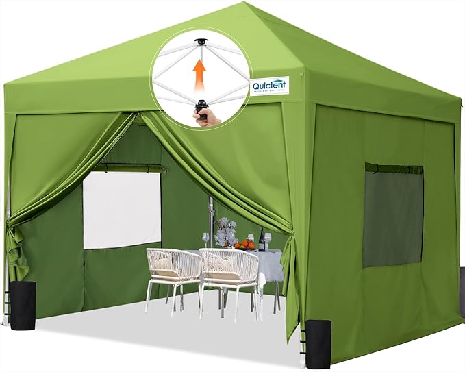 Quictent Privacy 10x10 Pop up Canopy Tent with Sidewalls and Roll-up Ventilated Windows, One Person Easy Setup, Outdoor Commercial Gazebo Shelter Enclosed Waterproof, Bonus 4 Sandbags