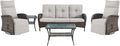 5 Piece Patio Furniture Set with Swivel Recliner Chair - Removable Outdoor Patio Couch Set, Chaise Lounge Chair Outdoor with Adjustable Backrest and Footrest and Coffee Table for Casual Gathering