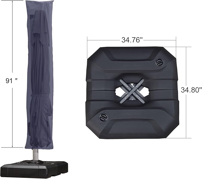 PURPLE LEAF 10 Feet Patio Umbrella with Base and Cover Round Outdoor Cantilever Umbrella Aluminum Offset Umbrella with 360-degree Rotation for Garden Deck Pool Patio Navy Blue