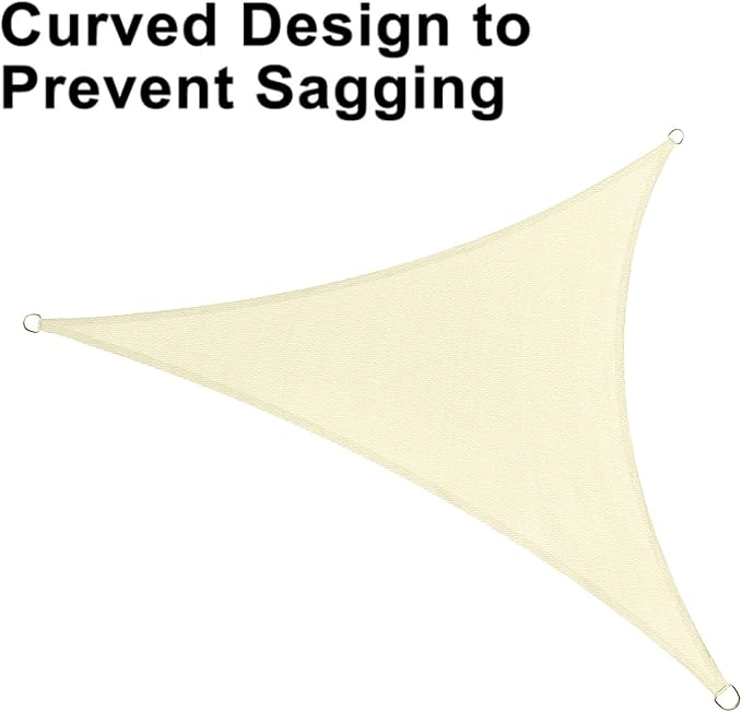 LOVE STORY 10' x 10' x 10' Triangle Sun Shade Sail Sunshade Sail UV Block for Patio, Garden, Butter Cream