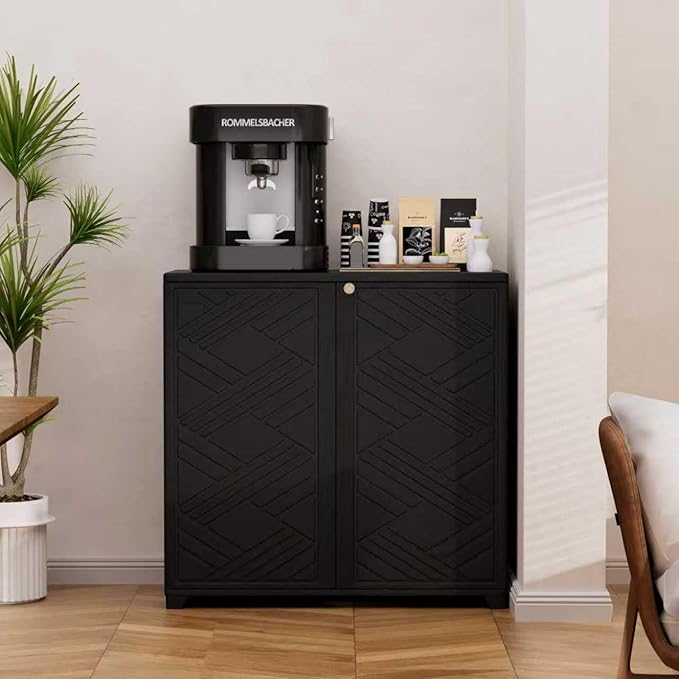 ADDOK Indoor Outdoor Plastic Storage Cabinet 34"x15"x34", Outdoor Storage Shed for Living Room, Hallway, Balcony, Garage, Garden, Backyard-Black（W/O Shelf）