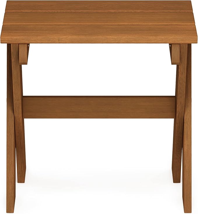 Furinno Tioman Outdoor Side Table Flower Stand, Dark Red Meranti Hardwood