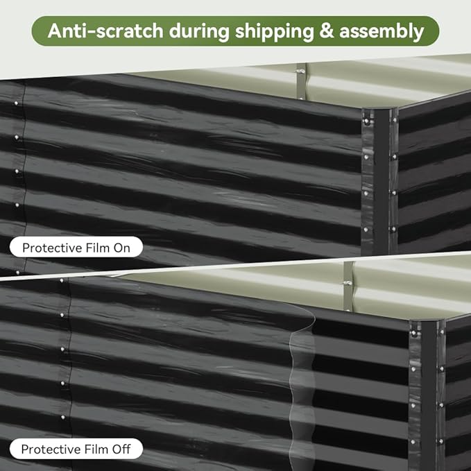 COMHOMA Galvanized Raised Garden Bed,Large Metal Planter Box for Outdoor Vegetables,Corrugated Steel Herbed Plants Container,Extra Deep Gardeners Kits with Open Bottom (1, 8x4x2FT)