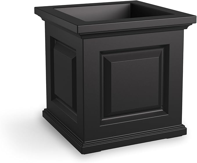 Mayne Nantucket 16-Inch Square Planter – Self-Watering, Weather-Resistant Planter for Flowers – Durable Outdoor Design for Patio, Porch, or Entryway