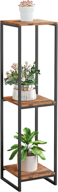 46" Tall Plant Stand Indoor, 3-Tier Modern Plant Shelf, Corner Flower Pot Holder Organizer for Living Room Balcony Patio Garden (Rustic Brown)