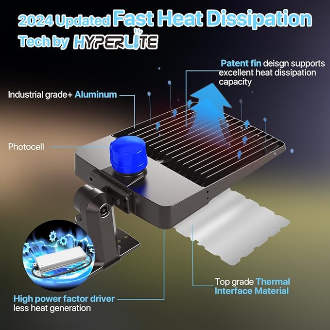 HYPERLITE Led Parking Lot Lights Outdoor 300W - UL Listed Arm & Slip Fitter 2 in 1 Wall Mount LED Flood Light - 45000lm 5000K Parking Lot Lights Commercial for Yard Street Court Driveways Stadium