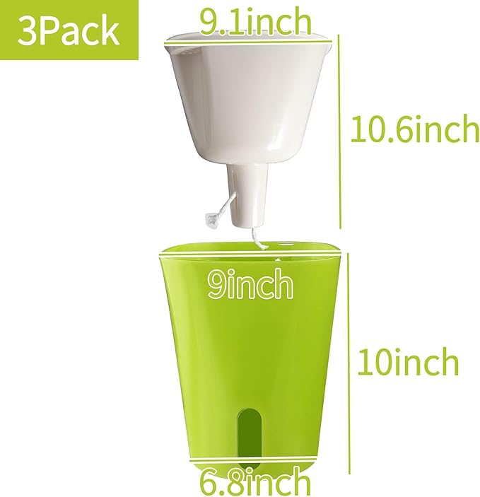 TCBWFY 9 Inch Self Watering Pots for Indoor Plants,3 Sets Self Watering Planter Pots with Visual Water Level Window and Multiple Vents,Self Watering Plant Pot for All House Plants,Flowers,Herbs