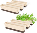 GREANER Indoor Windowsill Planter Boxes, 6 Pack 16 x3.8 Inch Rectangle Succulent Cactus Window Box with Tray, Modern Plastic Plant Pots for Porch, Patio, Garden Balcony, Home Office Outdoor Decoration