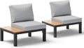 Aluminum Outdoor Patio Sofa Set, 2 Seats Modular Sectional Sofa with Side Table, Thick & Removable Cushions, All-Weather Outdoor Conversation Sets for Garden & Yard, Gray